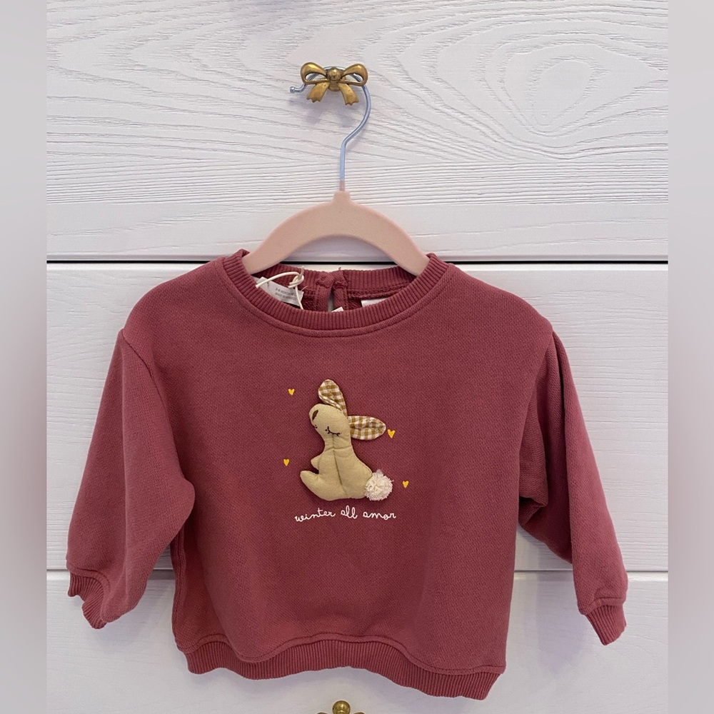 Zara Kids Bunny Sweatshirt - Mauve